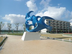 Outdoor Park Abstract Stainless Steel Painted Pigeon Peace Dove Sculpture