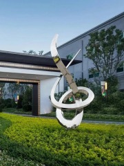 Outdoor Mirror Polished Stainless Steel Abstract Sculpture