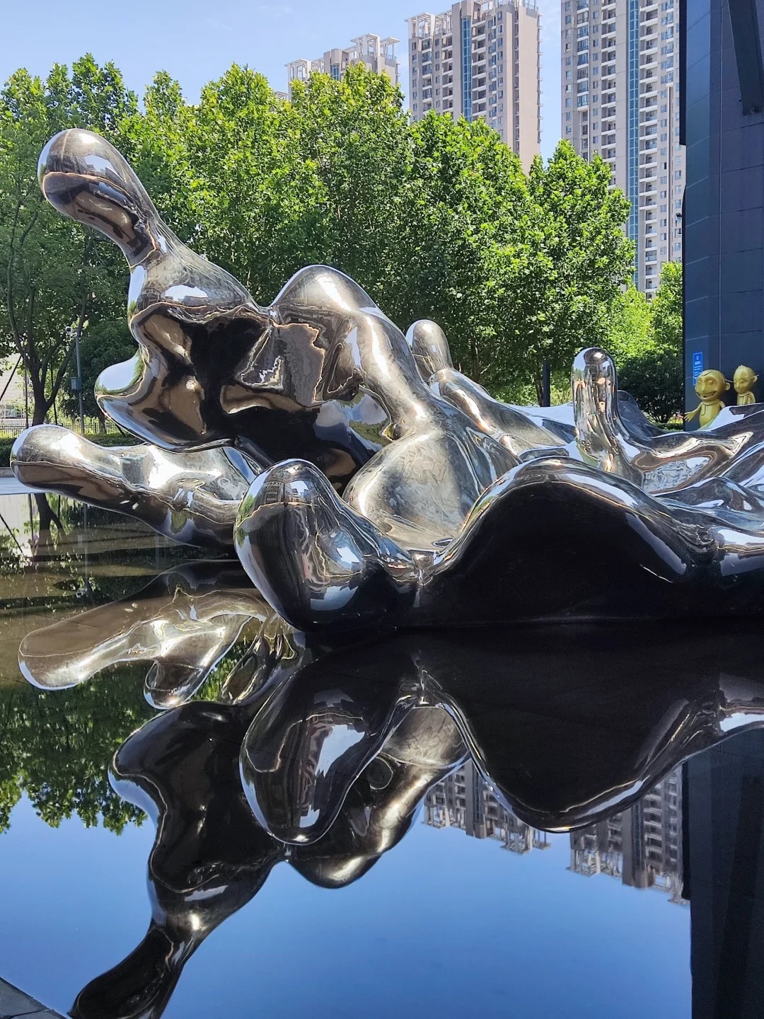 Large Commercial Center Square Stainless Steel Water Sculpture