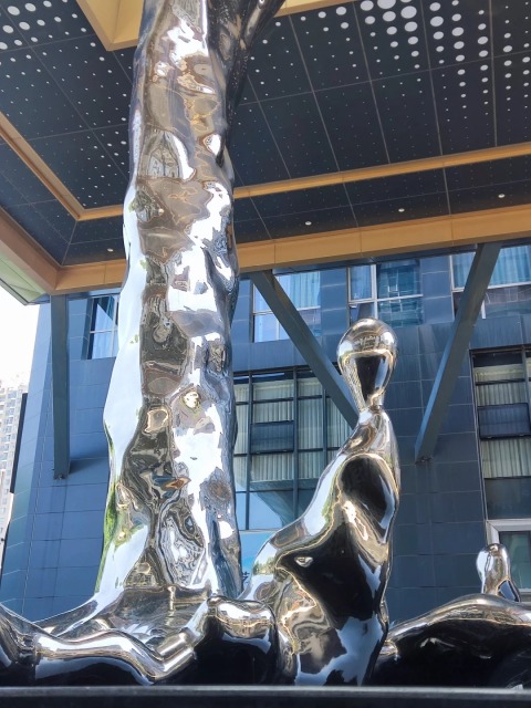 Large Commercial Center Square Stainless Steel Water Sculpture