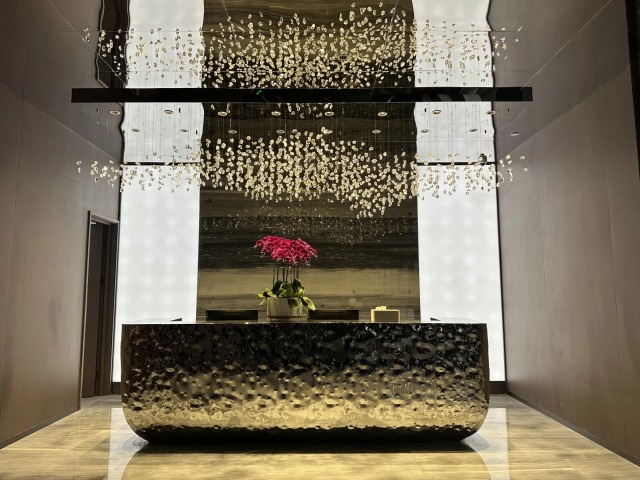 High-end Water Ripple Stainless Steel Bar Counter Reception Table