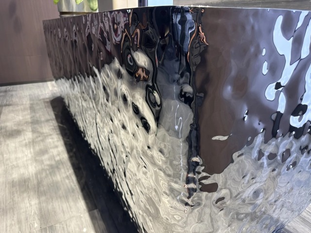 High-end Water Ripple Stainless Steel Bar Counter Reception Table