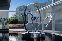 Polished Stainless Steel Woman Statue Modern Dancer Sculpture