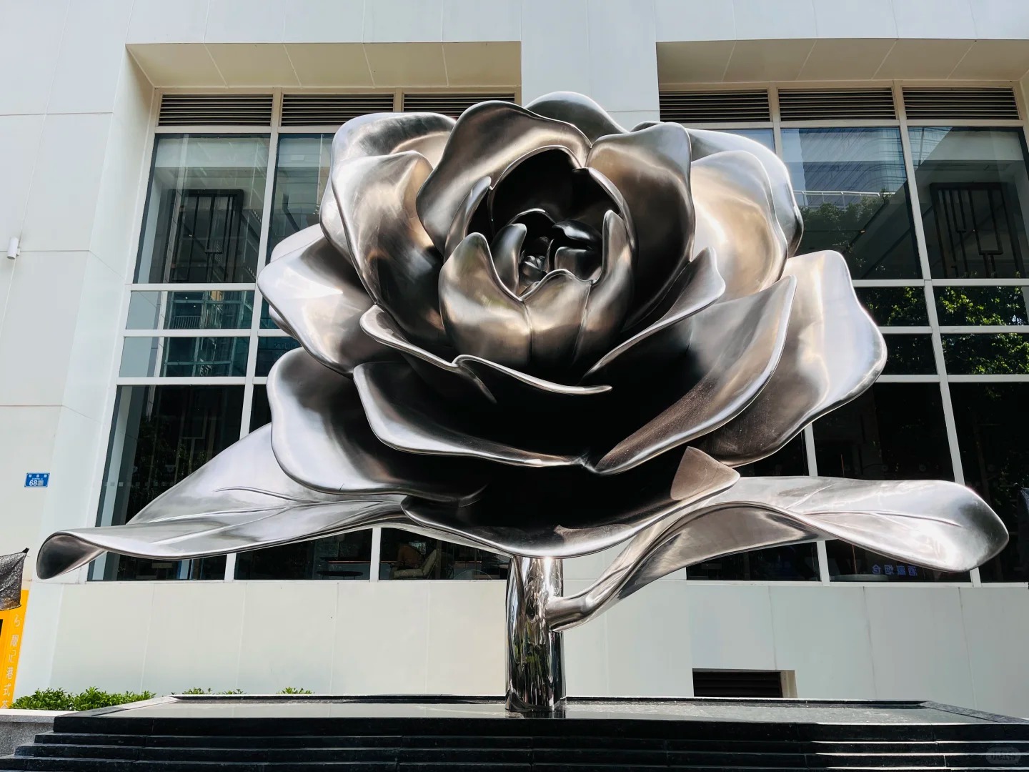 Large Stainless Steel Camellia Flower Sculpture