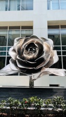 Large Stainless Steel Camellia Flower Sculpture