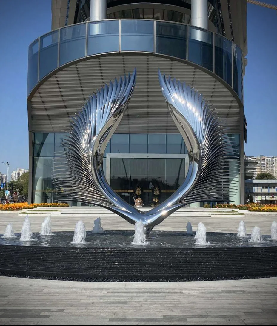 Outdoor Decoration Polished Stainless Steel Wing Sculpture