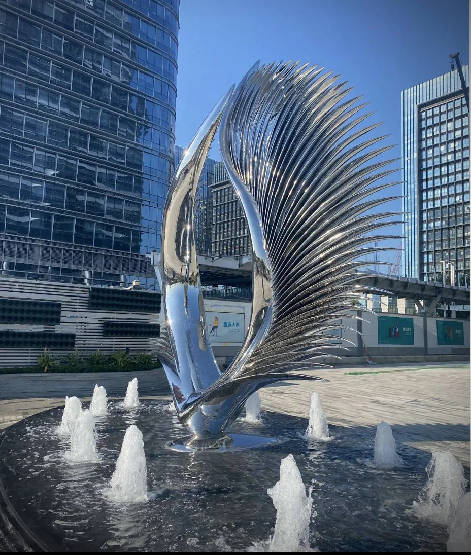 Outdoor Decoration Polished Stainless Steel Wing Sculpture