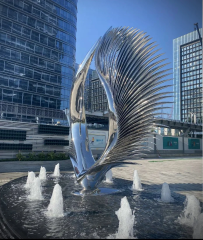 Outdoor Decoration Polished Stainless Steel Wing Sculpture