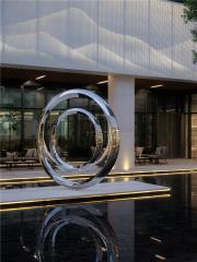 Large Modern Stainless Steel Rings Design Sculpture
