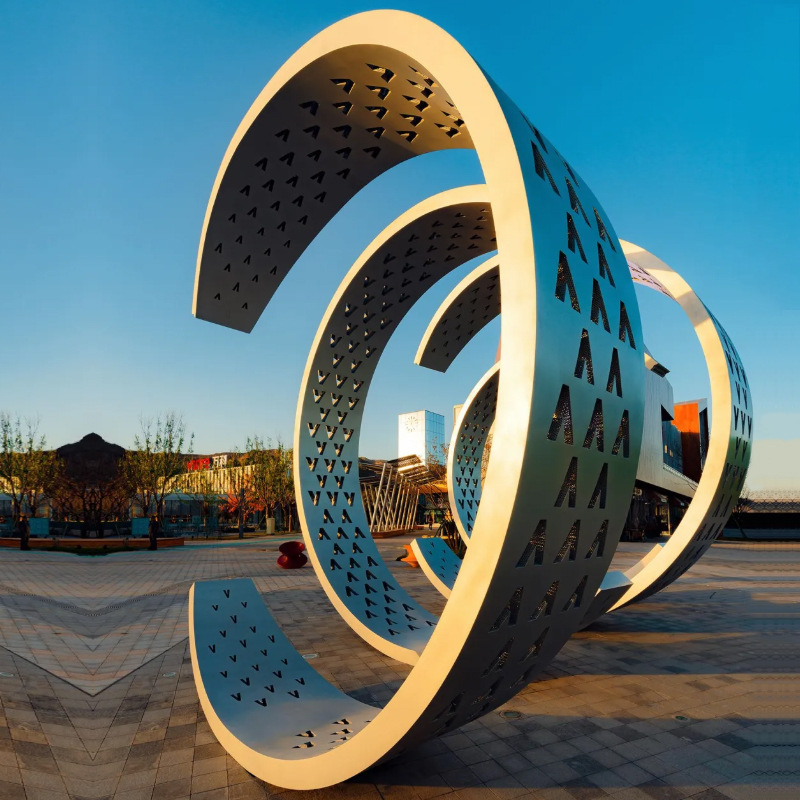 Outdoor Multifunctional Stainless Steel Glowing Tunnel Perforated Sculpture