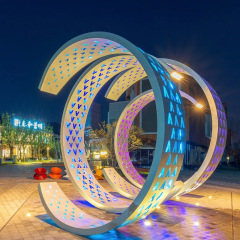 Outdoor Multifunctional Stainless Steel Glowing Tunnel Perforated Sculpture
