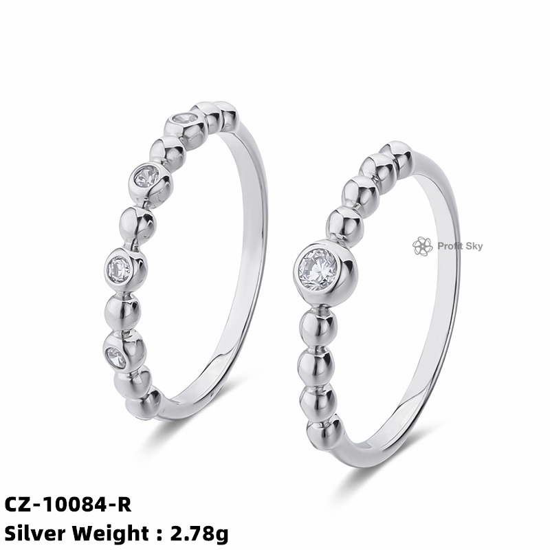 Delicate Zirconia Stackable Ring - Sterling Silver