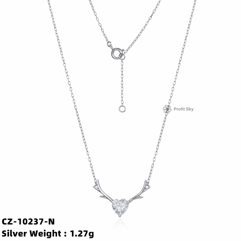 Heart Zirconia Silver Necklace