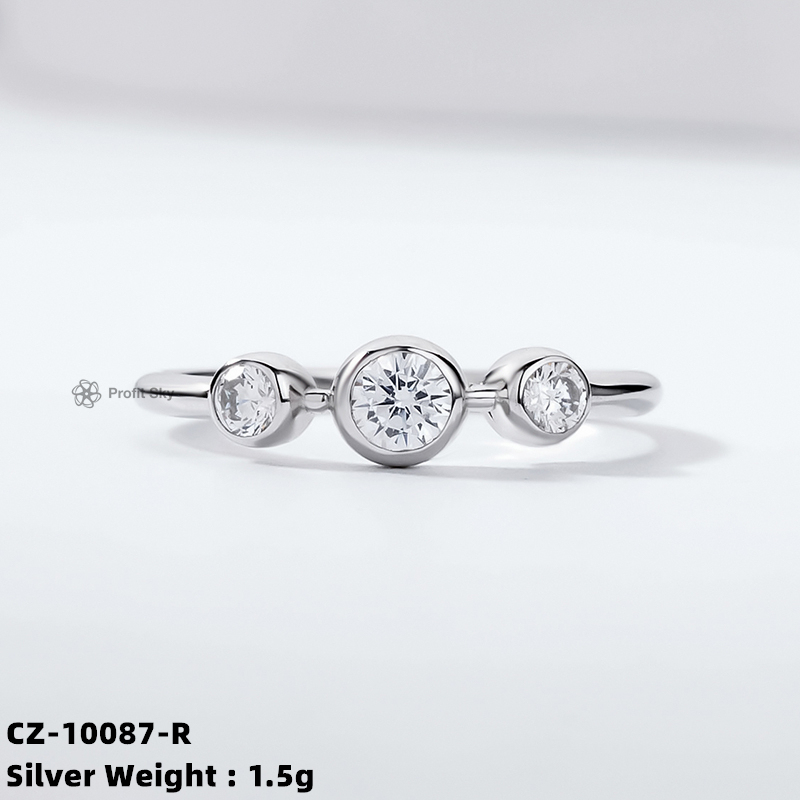Zirconia Starburst Ring - Sterling Silver