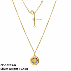 Colored Circle Charm Women 925 Sterling Silver Pendant Necklace