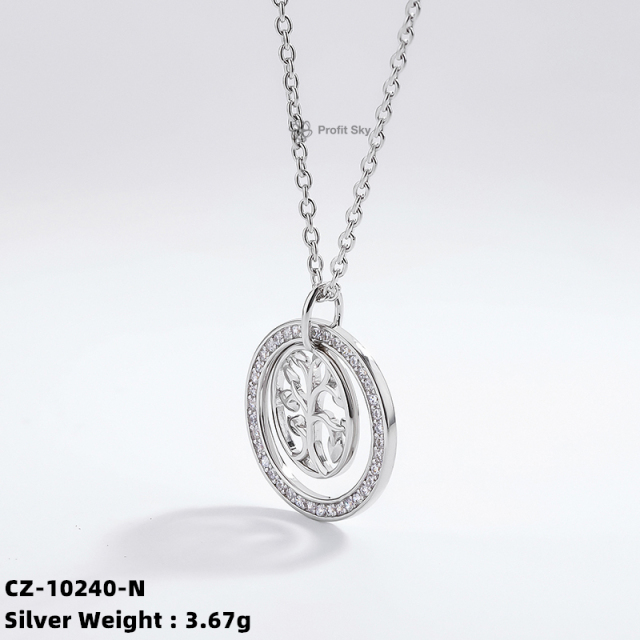 Coloured Zirconia Necklace in Sterling Silver