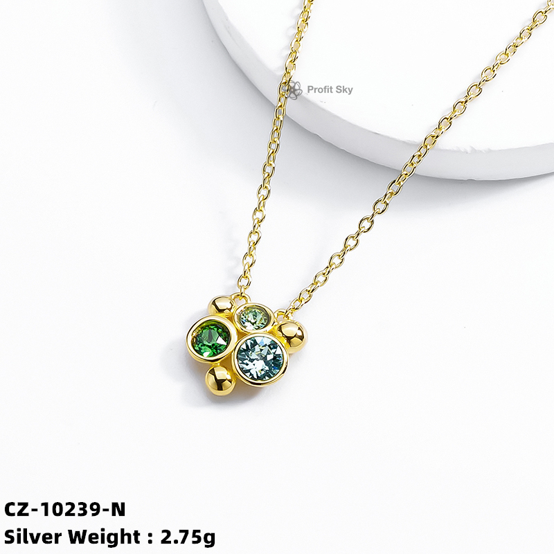 Coloured Zirconia Necklace in Sterling Silver