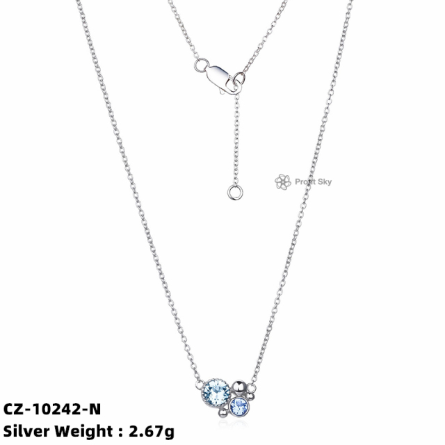 Blue Sapphire 925 Sterling Silver Charm Wedding Pendant Necklace