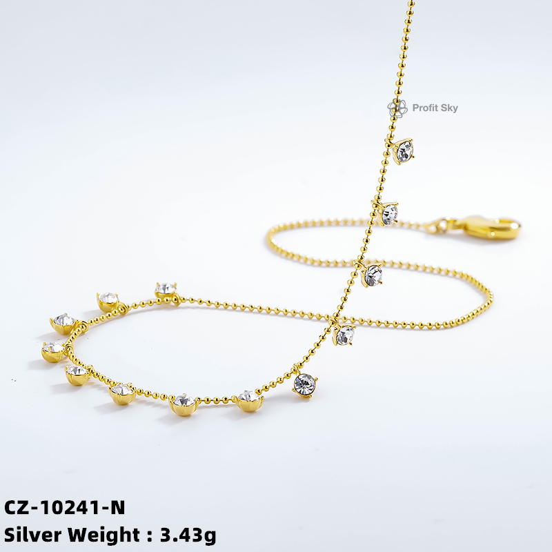 Gold Plated 925 Silver Zirconia Charm Elegant Necklace