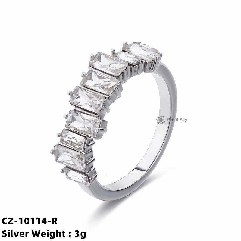 Zirconia Baguette Ring - Sterling Silver Sparkle