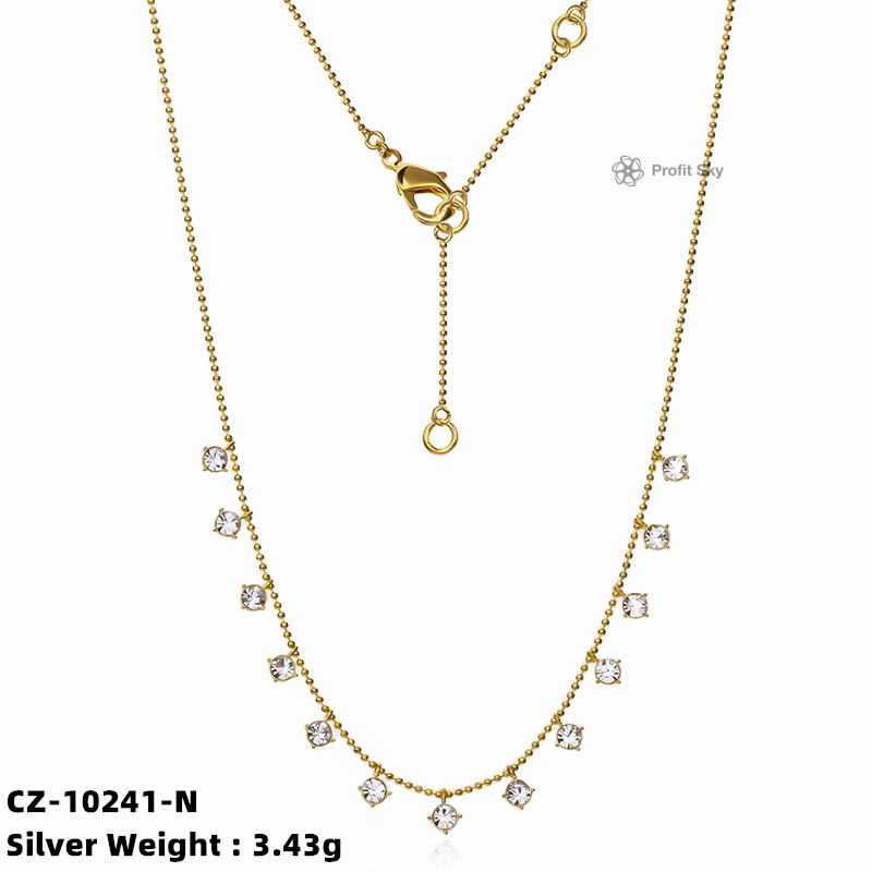 Gold Plated 925 Silver Zirconia Charm Elegant Necklace