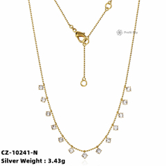 Gold Plated 925 Silver Zirconia Charm Elegant Necklace