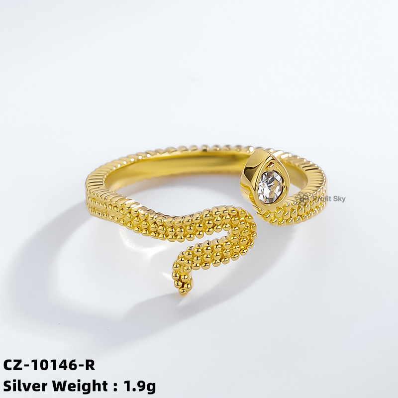 Zirconia Geometric Silver Ring - Modern Elegance