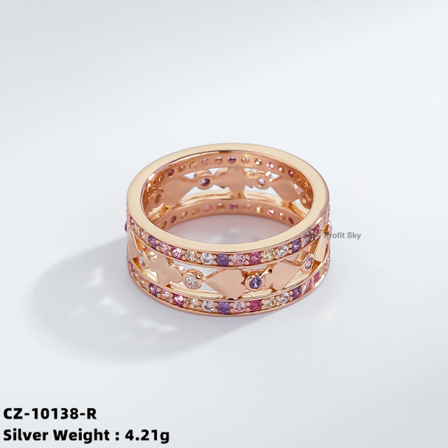 Zirconia Geometric Silver Ring - Modern Elegance