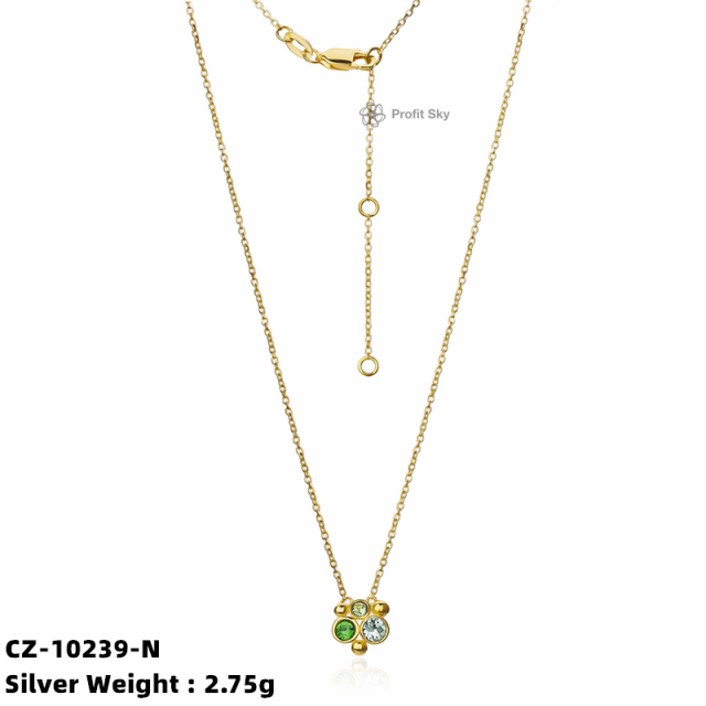 Coloured Zirconia Necklace in Sterling Silver