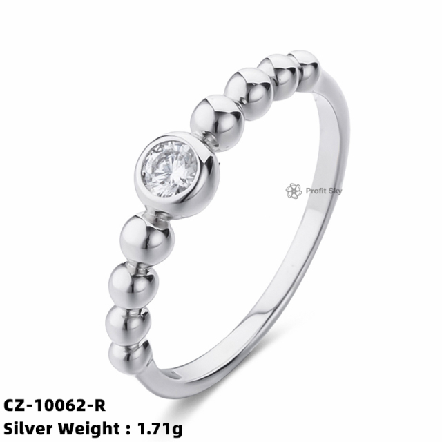 Zirconia Halo Ring - Sterling Silver Beauty