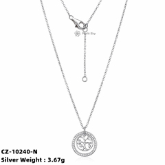 Tree of Life Zirconia Silver Necklace