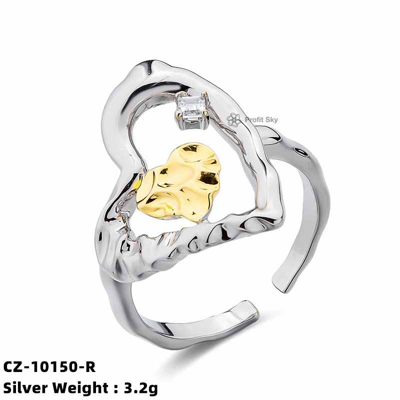 Zirconia Heart-Shaped Ring - Sterling Silver Love