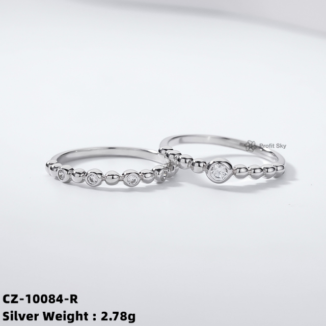 Delicate Zirconia Stackable Ring - Sterling Silver
