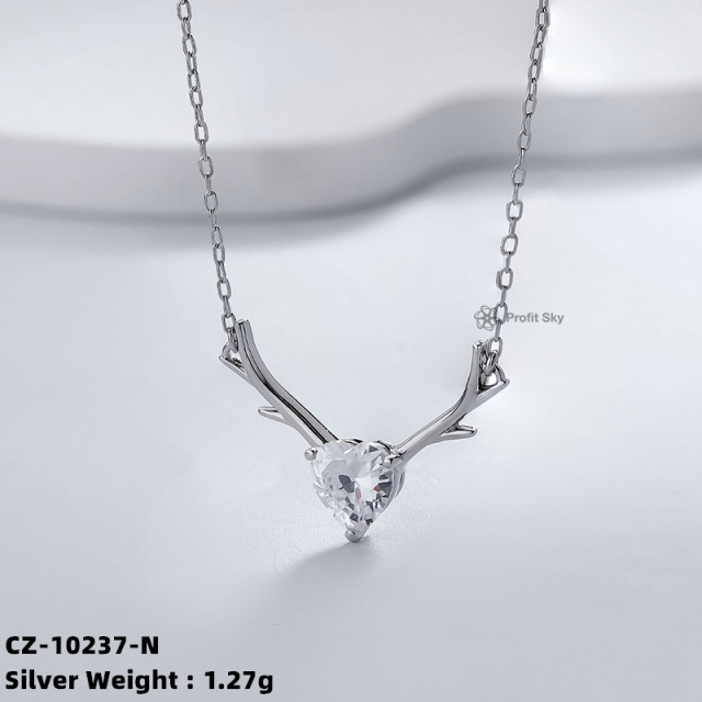 Heart Zirconia Silver Necklace