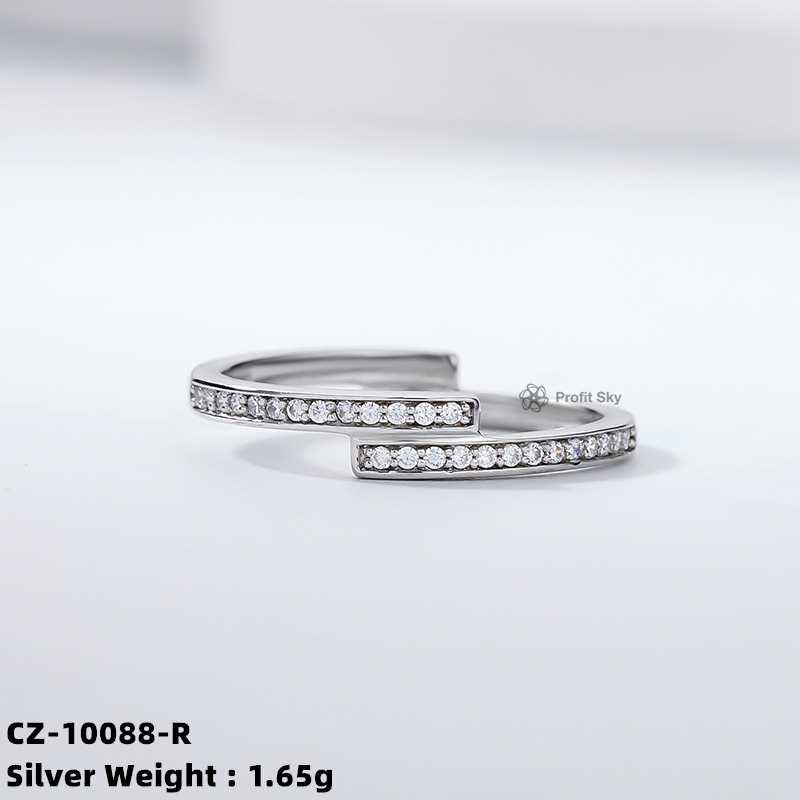 Zirconia Twist Band Ring - Sterling Silver