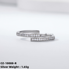 Zirconia Twist Band Ring - Sterling Silver