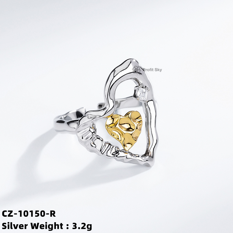 Zirconia Heart-Shaped Ring - Sterling Silver Love