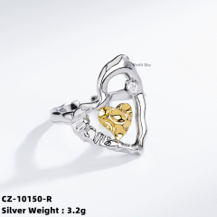 Zirconia Heart-Shaped Ring - Sterling Silver Love