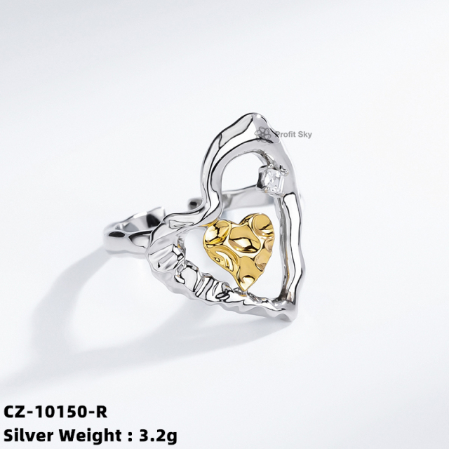 Zirconia Heart-Shaped Ring - Sterling Silver Love