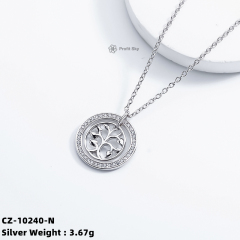 Tree of Life Zirconia Silver Necklace