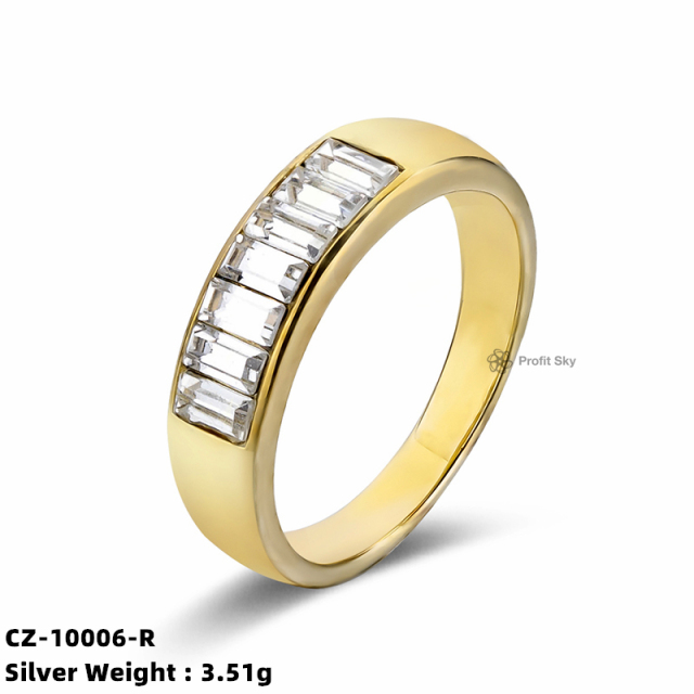 Trendy Geometric Ring S925 Sterling Silver Wedding Zircon Stone Ring Jewelry