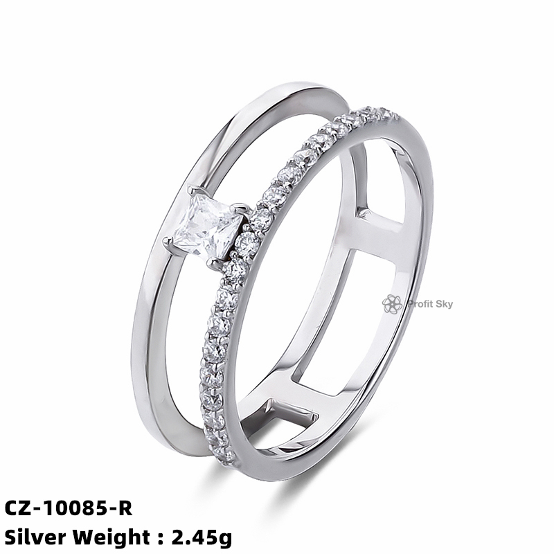 Zirconia Infinity Knot Ring - Sterling Silver