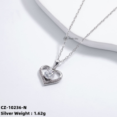 Heart-Shaped Zirconia Silver Necklace