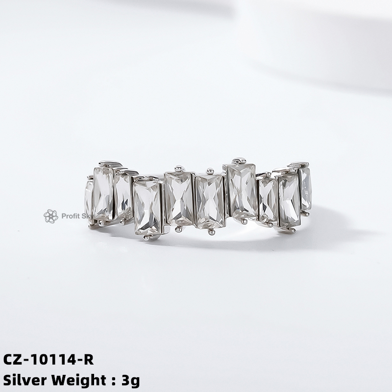 Zirconia Baguette Ring - Sterling Silver Sparkle