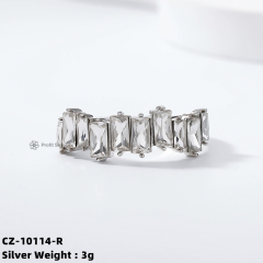 Zirconia Baguette Ring - Sterling Silver Sparkle