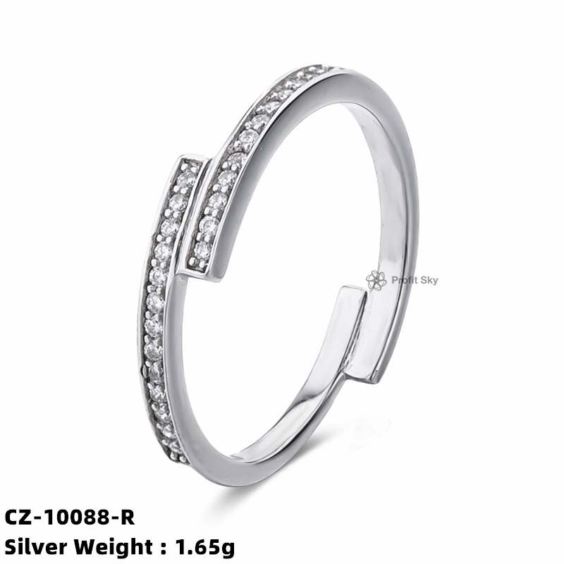 Zirconia Twist Band Ring - Sterling Silver
