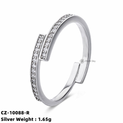 Zirconia Twist Band Ring - Sterling Silver