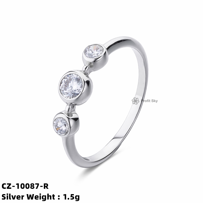 Zirconia Starburst Ring - Sterling Silver