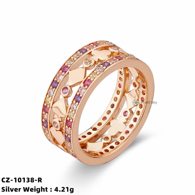 Zirconia Geometric Silver Ring - Modern Elegance