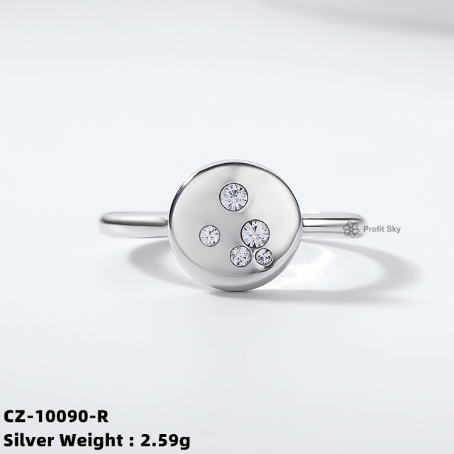 Zirconia Starburst Ring - Sterling Silver